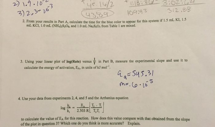 Clock iodine reaction lab calculation answers schoolworkhelper rate value first c2 done sample